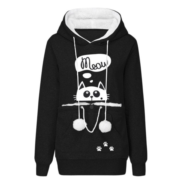 Winter Women Sweatshirt Animal Pouch Hooded Tops Carry Cat dog Breathable Pullover Hoodie Sweatshirts Clothes sudadera mujer#g3 - TopCats.Store