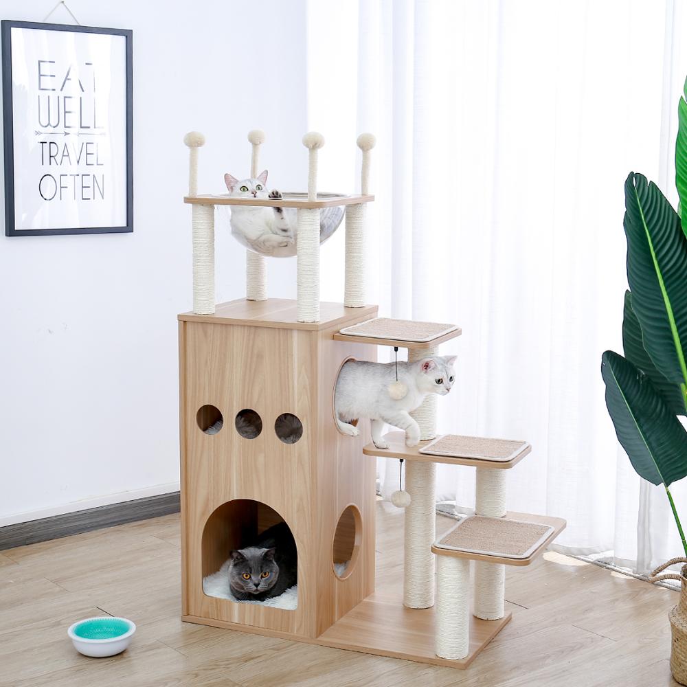 Cat Tree Furniture Tower Climb Activity Tree Scratcher Play House Kitty Tower Furniture Pet Play House - TopCats.Store