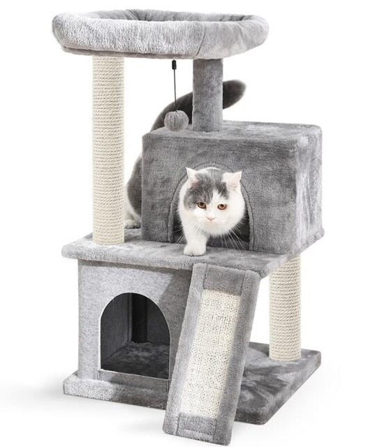 Cat Tree Furniture Tower Climb Activity Tree Scratcher Play House Kitty Tower Furniture Pet Play House - TopCats.Store