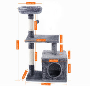 Cat Tree Furniture Tower Climb Activity Tree Scratcher Play House Kitty Tower Furniture Pet Play House - TopCats.Store