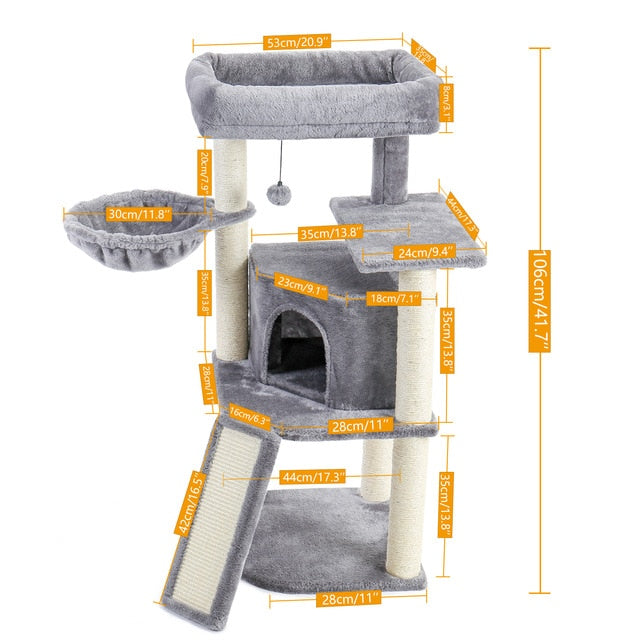 Fast Domestic Delivery Pet Cat Tree Tower Condo House Scratcher Post Toy for Cat Kitten Cat Jumping Toy with Ladder Playing Tree - TopCats.Store