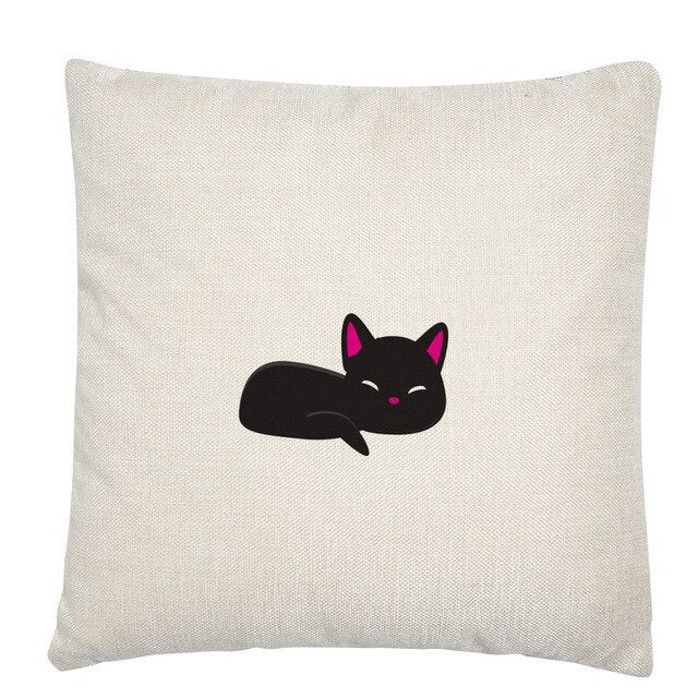 Minimalist Cat beautiful pattern Linen Cushion Cover Pillow Case for Home Sofa Car Decor Pillowcase 45X45cm - TopCats.Store