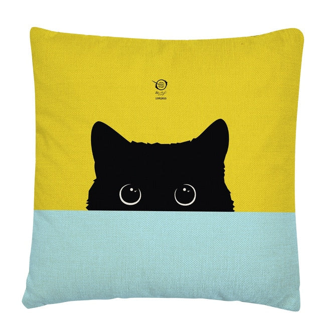 Minimalist Cat beautiful pattern Linen Cushion Cover Pillow Case for Home Sofa Car Decor Pillowcase 45X45cm - TopCats.Store