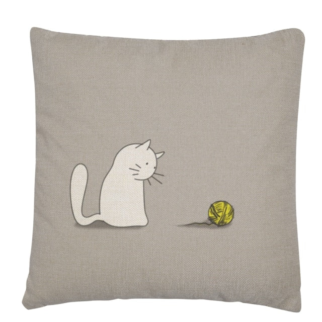 Minimalist Cat beautiful pattern Linen Cushion Cover Pillow Case for Home Sofa Car Decor Pillowcase 45X45cm - TopCats.Store