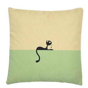 Minimalist Cat beautiful pattern Linen Cushion Cover Pillow Case for Home Sofa Car Decor Pillowcase 45X45cm - TopCats.Store