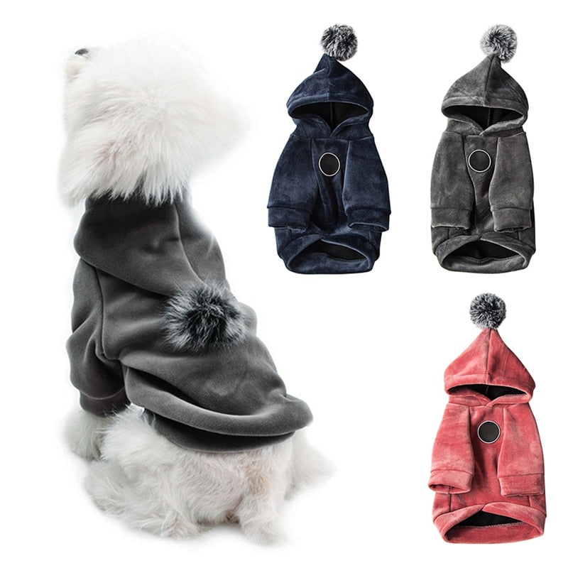 Dog Winter Clothes Pet Dog Hoodies Coat For Small Dog Autumn Coat Jacket For Yorkie Chihuahua Puppy Warm 2-Legged Clothing - TopCats.Store