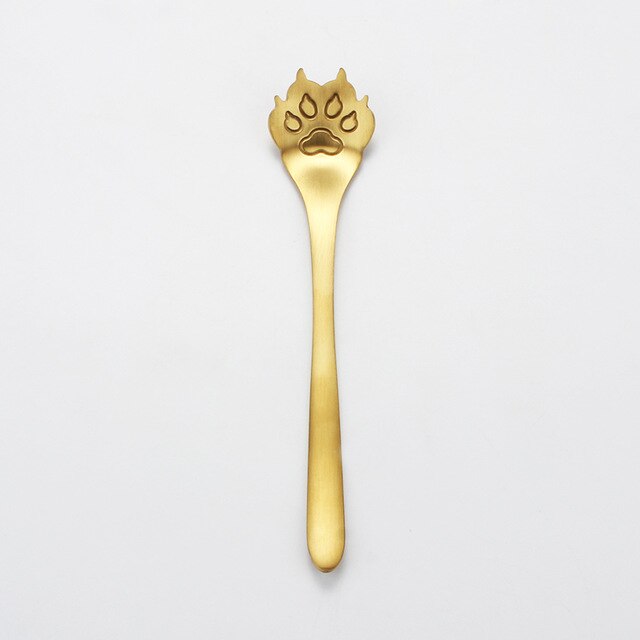 Stainless Steel Creative Gold Dog Cat Paw Claw Hollow Spoon Tea Coffee Dessert Spoons Cute  Tableware Mug Supplies - TopCats.Store