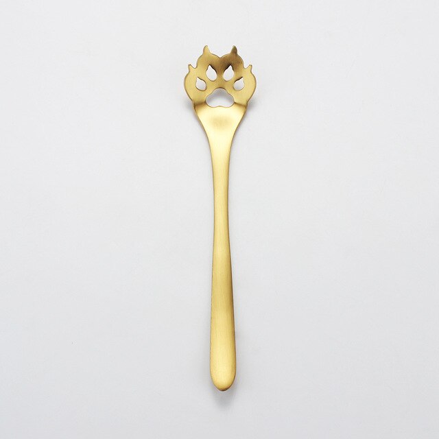 Stainless Steel Creative Gold Dog Cat Paw Claw Hollow Spoon Tea Coffee Dessert Spoons Cute  Tableware Mug Supplies - TopCats.Store