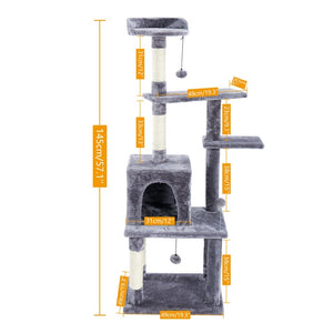 Luxury Pet Cat Tree House Condo Furniture Multi-Layer Cat Tree with Ladder Toy Sisal Scratching Post for Cat Climbing JumpingToy - TopCats.Store