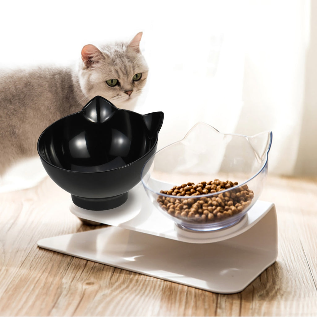 Non-slip Cat Bowls Double Bowls Raised Stand Protection Cervical Creative Transparent Cats Dogs Feeders Bowl Pet Supplies - TopCats.Store