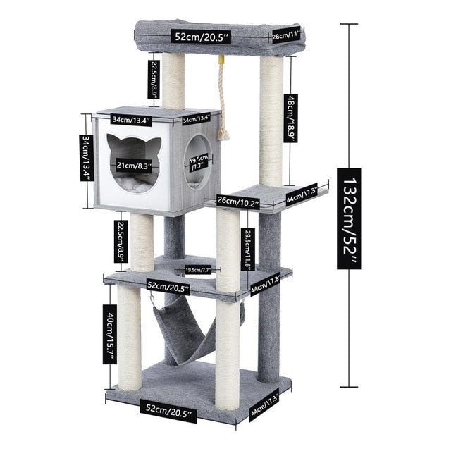 Cat Tree Tower Condo Playground Cage Kitten Multi-Level Activity Center Play House Medium Scratching Post Furniture Plush - TopCats.Store