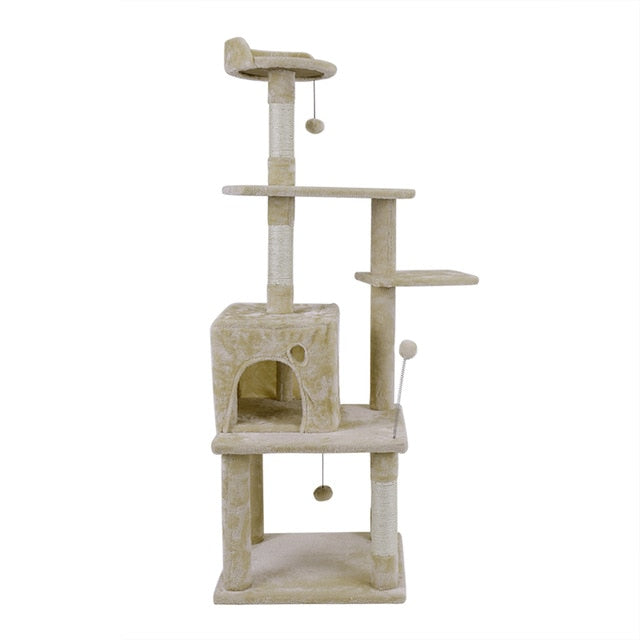 Cat Tree Tower Condo Playground Cage Kitten Multi-Level Activity Center Play House Medium Scratching Post Furniture Plush - TopCats.Store