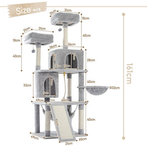 Cat Tree Tower Condo Playground Cage Kitten Multi-Level Activity Center Play House Medium Scratching Post Furniture Plush - TopCats.Store