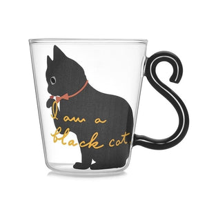 Cute Kitty Glass Water Cup Cat Tail Handle Mug Milk Tea Coffee Fruit Juice Mug Drinkware Home Office Cup Lovers Gifts - TopCats.Store