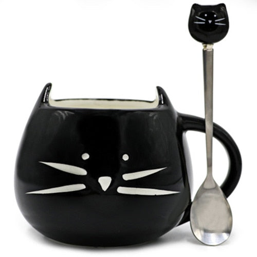 Ceramic Cute Cat Mugs With Spoon Coffee Tea Milk Animal Cups With Handle 380ml Drinkware Nice Gifts - TopCats.Store