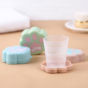 Silicone Cup Folding Cup Outdoor Water Cups Travel Coffee Mugs Telescopic Collapsible Portable Cat Paw Drinkware Mugs - TopCats.Store