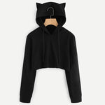 Women Sweatshirts Cute Cat Print Cat Ear Kawaii Hoodies Casual Long Sleeve Pullovers Cat Lovers Hoodies With Pocket #SRN - TopCats.Store