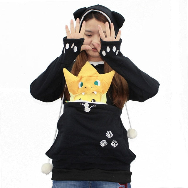 Mewgaroo Cat Lovers Hoodies Women Hooded Casual Pet Kangaroo Sweatshirt Women Pouch Hoodie Big Size Hoody Ladies Tops R2 - TopCats.Store