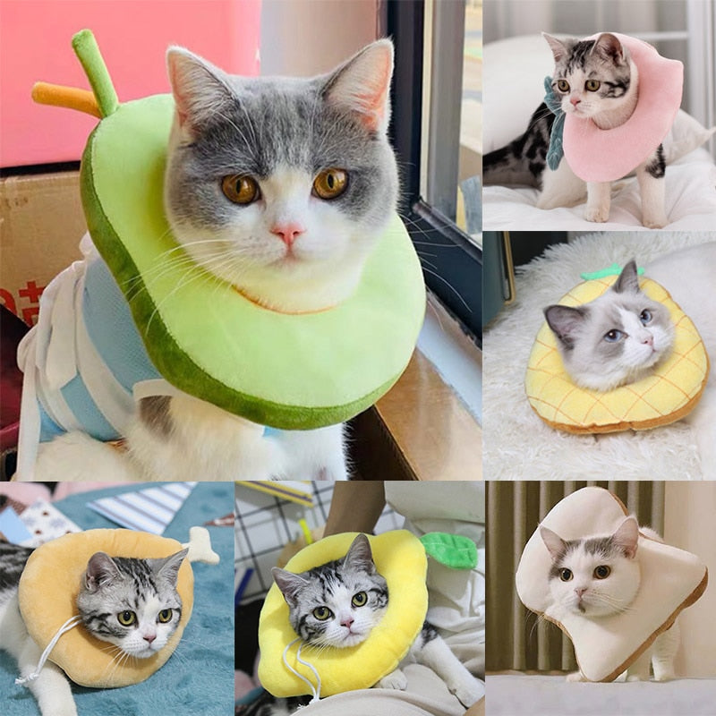 Soft Toast Avocado Shaped Cotton Pet Elizabethan Collar Dog Cat Adjustable Wound Healing Collar Prevent Bite Neck Ring For Pets - TopCats.Store