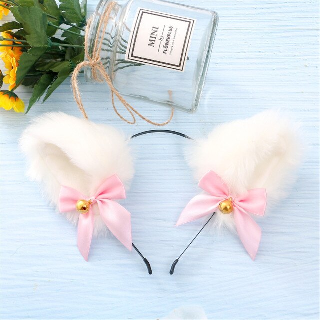 Cute Cat Fox Fur Ear Hair Hoops Night Party Club Cosplay Hairband Fur Headbands Bell Clips Girls Hair Accessories Ear Hair Band - TopCats.Store