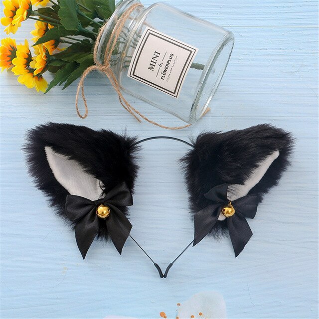 Cute Cat Fox Fur Ear Hair Hoops Night Party Club Cosplay Hairband Fur Headbands Bell Clips Girls Hair Accessories Ear Hair Band - TopCats.Store