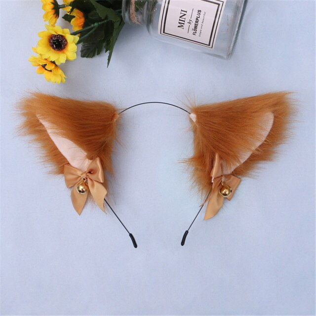 Cute Cat Fox Fur Ear Hair Hoops Night Party Club Cosplay Hairband Fur Headbands Bell Clips Girls Hair Accessories Ear Hair Band - TopCats.Store