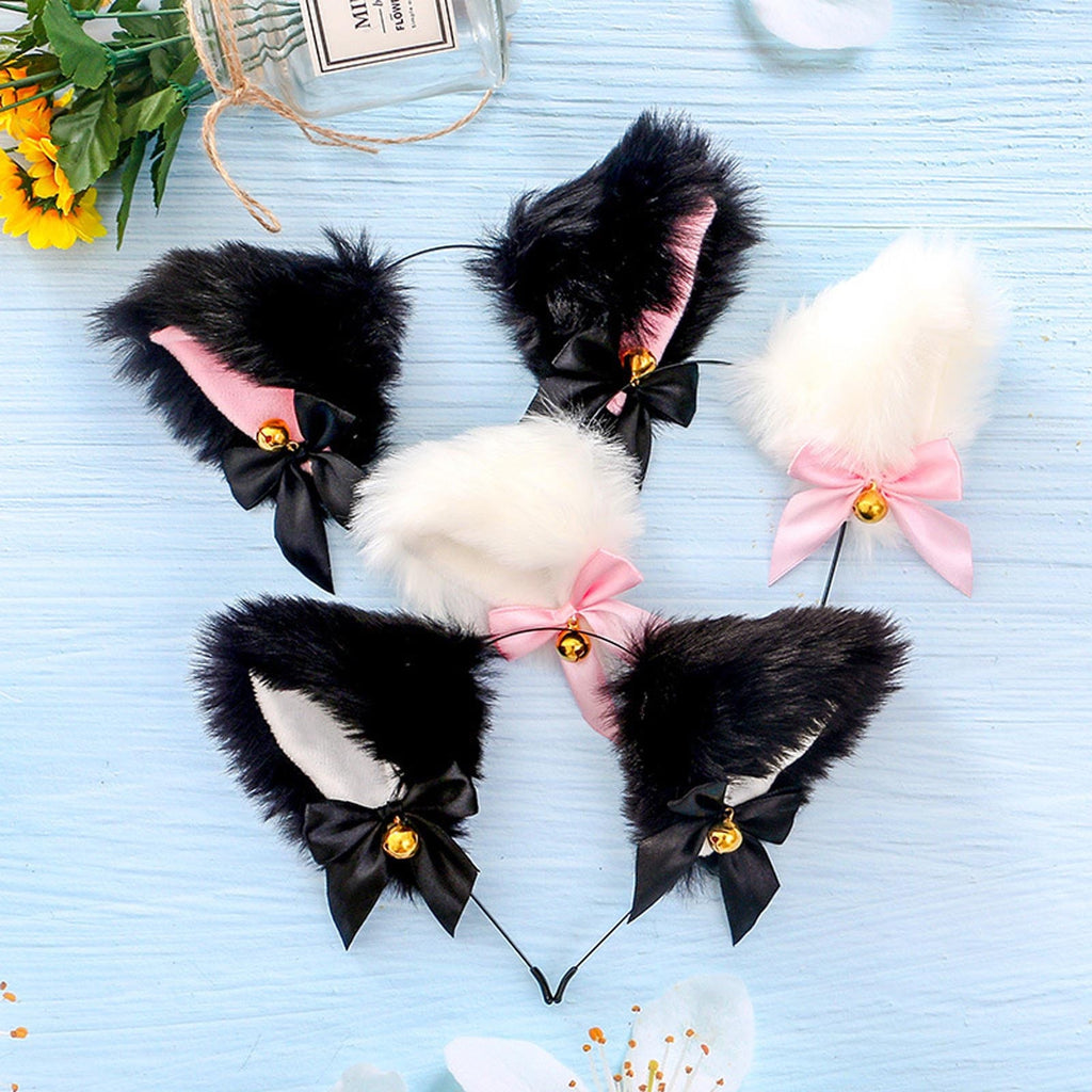 Cosplay Girl Plush Furry Cat Ears With Bell Hair Clip Cosplay Party Fox Long Fur Costume Hair Clip Halloween Gift Hair Accessory - TopCats.Store