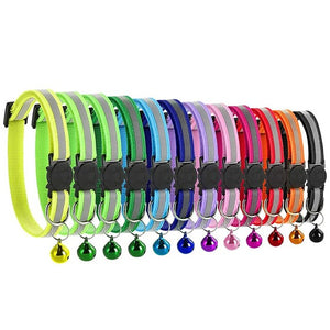 12 Pcs Pet Cat Kitten Collar Neck Strap Adjustable Safety Reflective Ring Necklace Colorful Safety Buckle Collar Cat Supplies - TopCats.Store