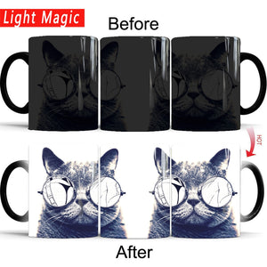 Mr cat mugs magic color changing ceramic 350ml coffee milk muugs cup gift office mug - TopCats.Store